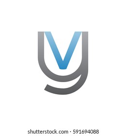 initial letter logo yv, vy, v inside y rounded lowercase blue gray