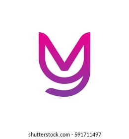 initial letter logo yv, vy, v inside y rounded lowercase purple pink