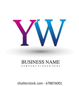 initial letter logo YW colored red and blue, Vector logo design for your business or company identity.