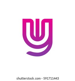 initial letter logo yw, wy, w inside y rounded lowercase purple pink