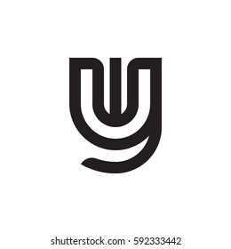initial letter logo yw, wy, w inside y rounded lowercase black monogram