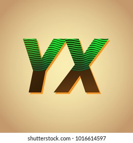 initial letter logo YX colored green and brown with striped composition, Vector logo design template elements for your business or company identity