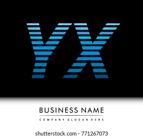 initial letter logo YX colored blue with striped compotition, Vector logo design template elements for your business or company identity
