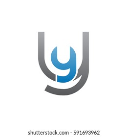 initial letter logo yy, y inside y rounded lowercase blue gray