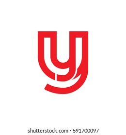 initial letter logo yy, y inside y rounded lowercase red flat
