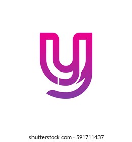 initial letter logo yy, y inside y rounded lowercase purple pink