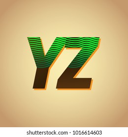 initial letter logo YZ colored green and brown with striped composition, Vector logo design template elements for your business or company identity
