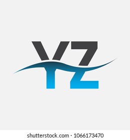 Initial letter logo YZ company name blue and black color swoosh design. vector logotype for business and company identity.