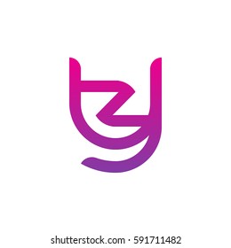initial letter logo yz, zy, z inside y rounded lowercase purple pink