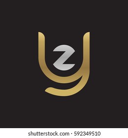 initial letter logo yz, zy, z inside y rounded lowercase logo gold silver