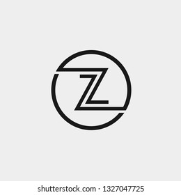 Initial letter logo z inside circle shape, oz, zo, z inside o rounded lowercase black monogram logo template - Vector
