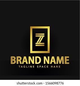 Initial Letter Logo Z. Inside the square. A charming logo design element. Gold letters Isolated with black background. Suitable for business, consulting group companies.