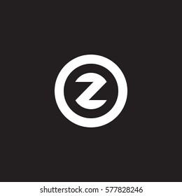 initial letter logo z inside circle shape, oz, zo, z inside o rounded lowercase white black background