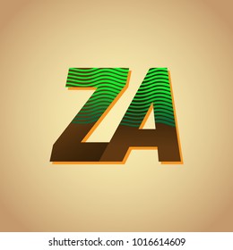 initial letter logo ZA colored green and brown with striped composition, Vector logo design template elements for your business or company identity