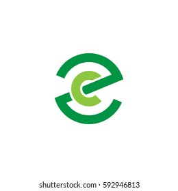 initial letter logo zc, cz, c inside z rounded lowercase green flat