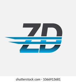 initial letter logo ZD company name blue and black color swoosh design. vector logotype for business and company identity.