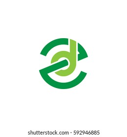 initial letter logo zd, dz, d inside z rounded lowercase green flat