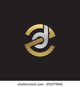 initial letter logo zd, dz, d inside z rounded lowercase logo gold silver