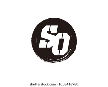 Initial letter SO logo with zen black round