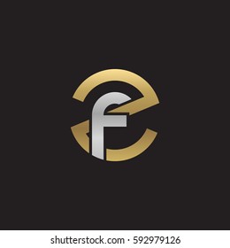 initial letter logo zf, fz, f inside z rounded lowercase logo gold silver