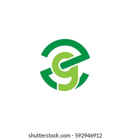 initial letter logo zg, gz, g inside z rounded lowercase green flat