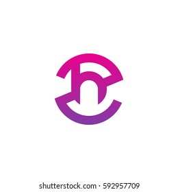initial letter logo zh, hz, h inside z rounded lowercase purple pink