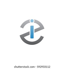 initial letter logo zi, iz, i inside z rounded lowercase blue gray