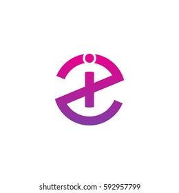 initial letter logo zi, iz, i inside z rounded lowercase purple pink