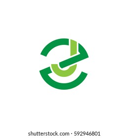 initial letter logo zj, jz, j inside z rounded lowercase green flat