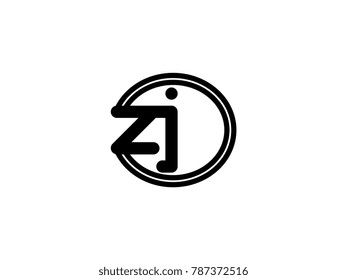 Initial letter logo zj lowercase in a black oval circle
