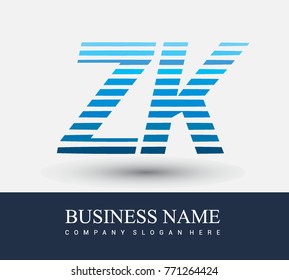 initial letter logo ZK colored blue with striped compotition, Vector logo design template elements for your business or company identity
