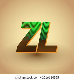 initial letter logo ZL colored green and brown with striped composition, Vector logo design template elements for your business or company identity