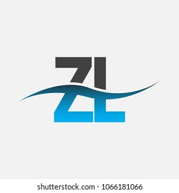 Initial letter logo ZL company name blue and black color swoosh design. vector logotype for business and company identity.