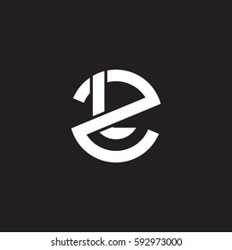 initial letter logo zl, lz, l inside z rounded lowercase white black background