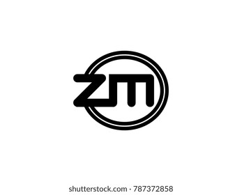 Initial letter logo zm lowercase in a black oval circle
