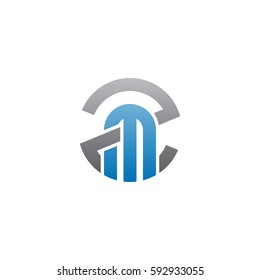 initial letter logo zm, mz, m inside z rounded lowercase blue gray