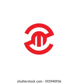 initial letter logo zm, mz, m inside z rounded lowercase red flat