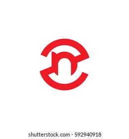 initial letter logo zn, nz, n inside z rounded lowercase red flat