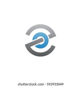 initial letter logo zo, oz, o inside z rounded lowercase blue gray