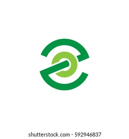 initial letter logo zo, oz, o inside z rounded lowercase green flat