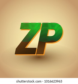 initial letter logo ZP colored green and brown with striped composition, Vector logo design template elements for your business or company identity