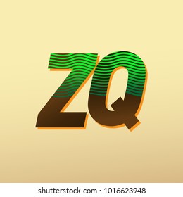 initial letter logo ZQ colored green and brown with striped composition, Vector logo design template elements for your business or company identity