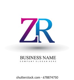 initial letter logo ZR colored red and blue, Vector logo design for your business or company identity.