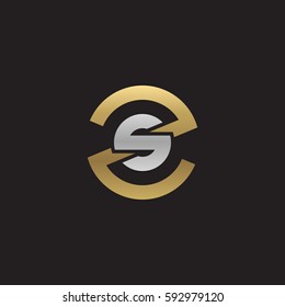 initial letter logo zs, sz, s inside z rounded lowercase logo gold silver