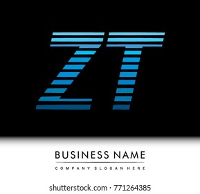 initial letter logo ZT colored blue with striped compotition, Vector logo design template elements for your business or company identity
