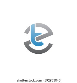 initial letter logo zt, tz, t inside z rounded lowercase blue gray