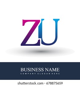 initial letter logo ZU colored red and blue, Vector logo design for your business or company identity.