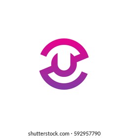 initial letter logo zu, uz, u inside z rounded lowercase purple pink