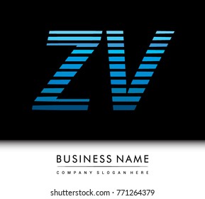 initial letter logo ZV colored blue with striped compotition, Vector logo design template elements for your business or company identity
