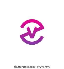 initial letter logo zv, vz, v inside z rounded lowercase purple pink